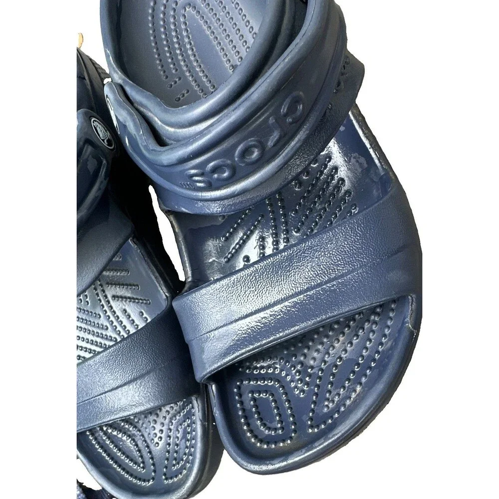 Crocs Blue Slide Sandals Heel Strap Rubber Slip On Logo Solid Men’s US 6 Beach